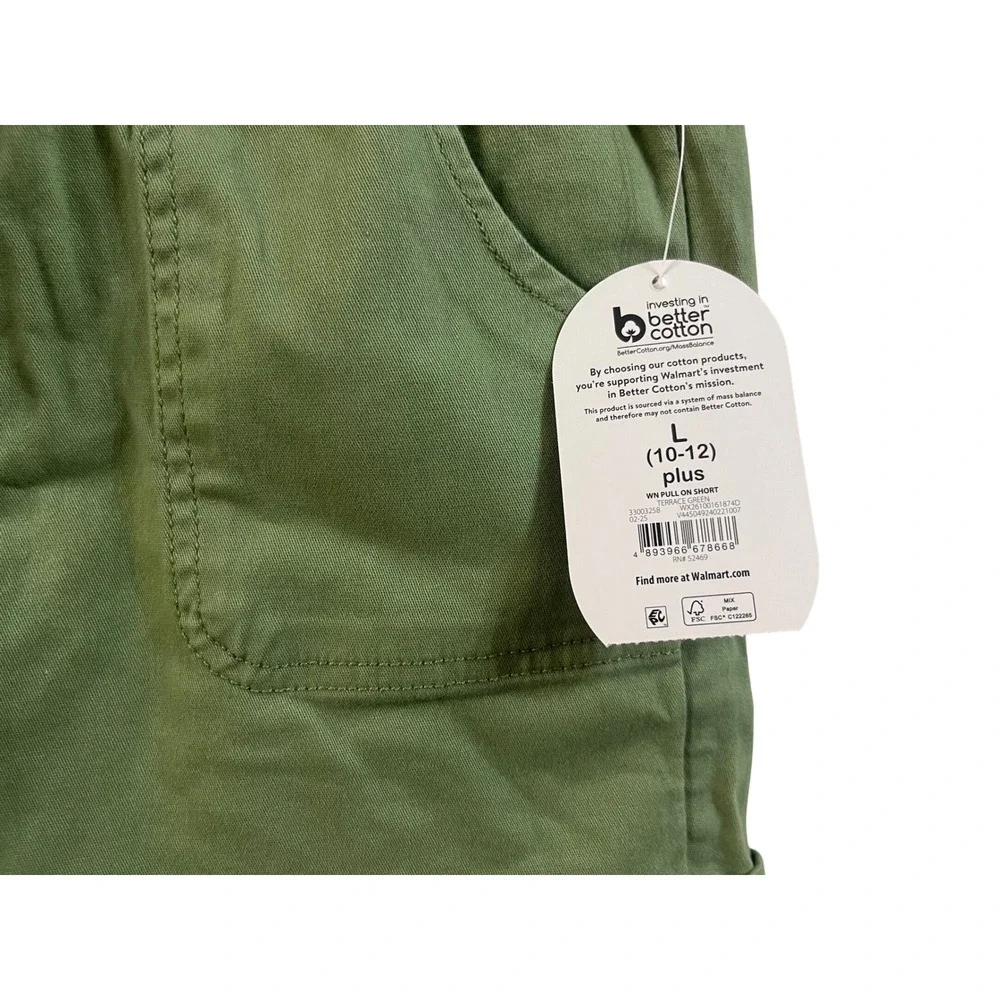 Wonder Nation Girls Plus Size L 10-12 Terrace Green Pull On‎ Utility Shorts NWT